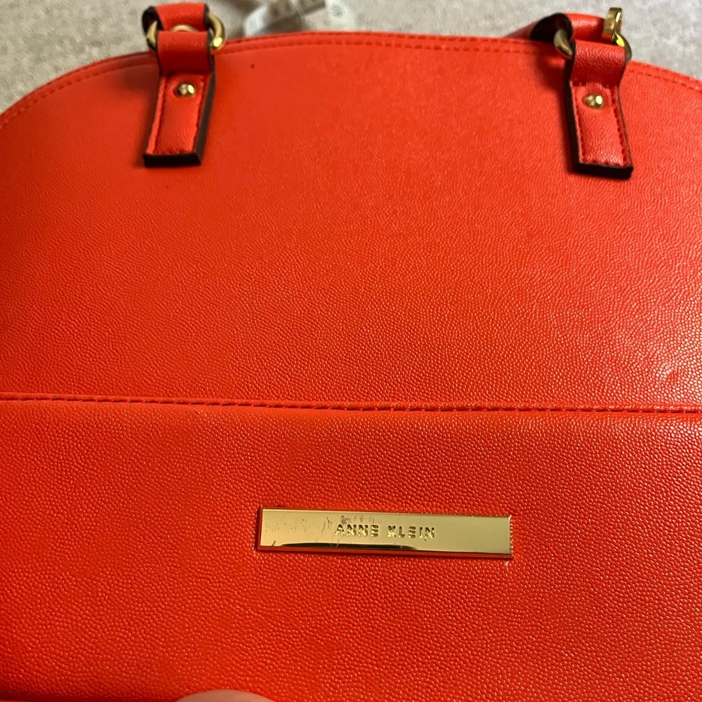 Anne Klein Coral Or Orange Satchel Bag - Picture 7 of 9